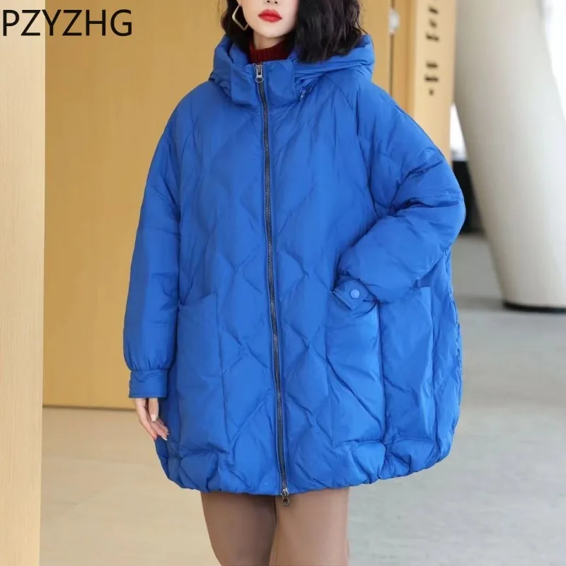

2023 New Women Down Jacket Winter Coat Female Loose Hood Parkas Thick Warm White Duck Down Outwear Short Leisure Overcoat