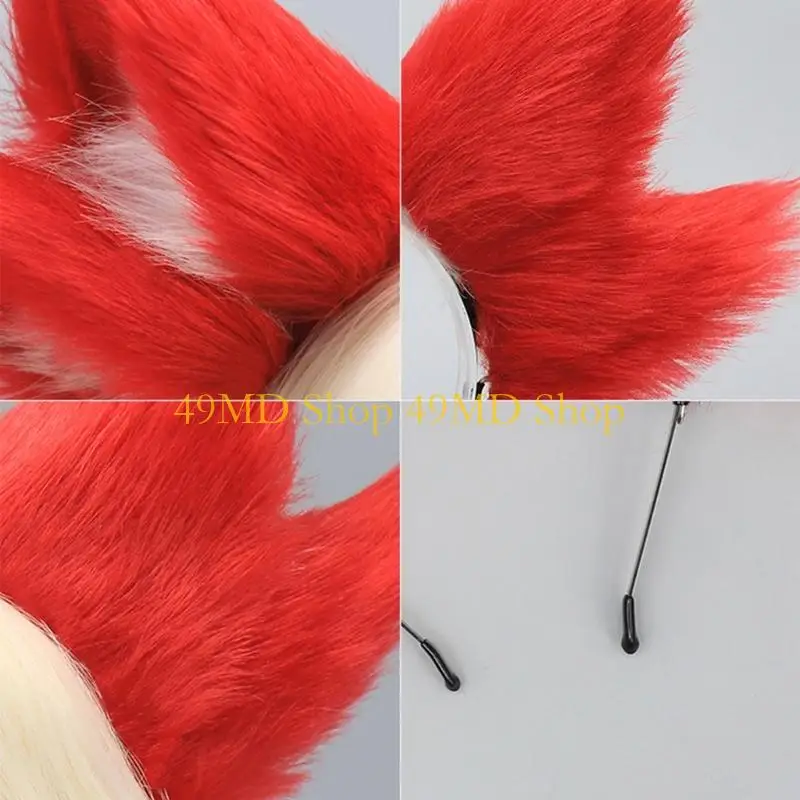 

49MD Fashion Plush Foxes Ears Headbands for Halloween Cosplay Player and Party Lover