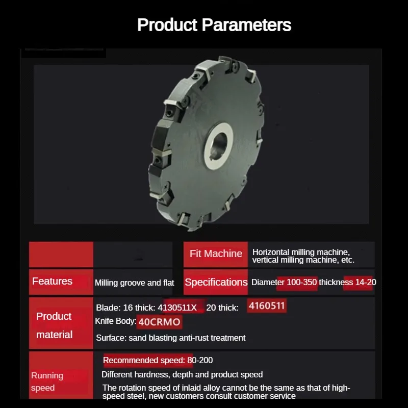 16mm 20mm Indexable 3-side Milling Cutter Head Carbide Insert Edge Milling Cutter Disc for Milling Groove Stainless Steel Iron