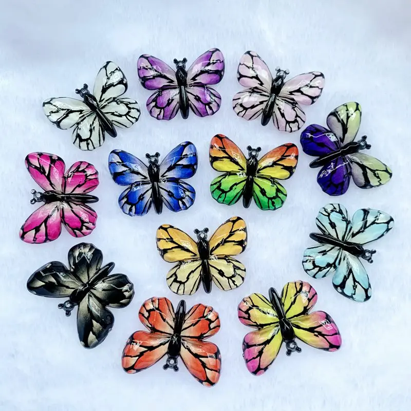 12pcs  Butterfly Flat back Rhinestone  Appliques DIY Wedding scrapbook Mobile phone flat back hair accessories diy gems
