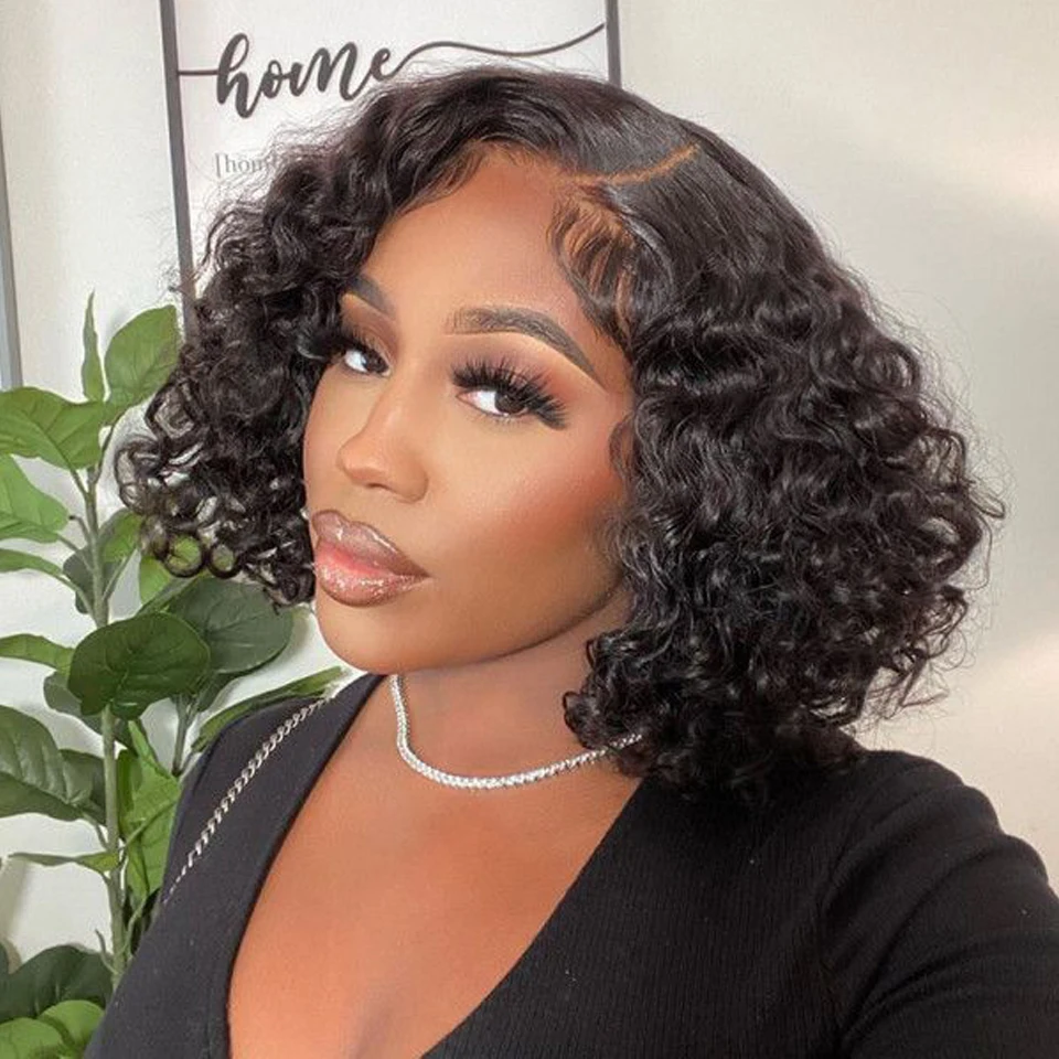 

Rebecca Curly Bob Wig Brazilian kinky curly 4X4 Lace Front Human Hair Wigs Preplucked Deep Curly Wig Remy Hair jerry Curly Wig