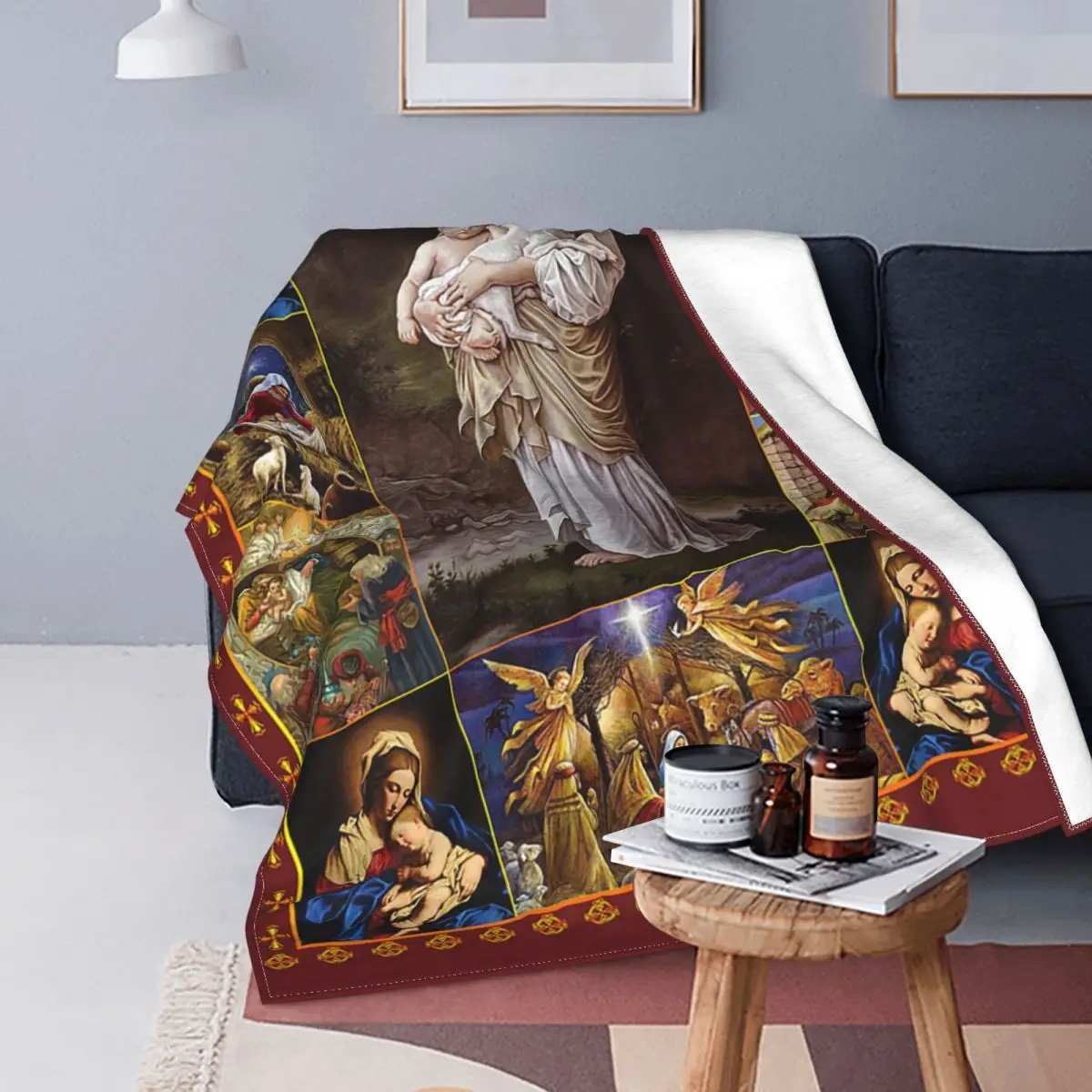 

Christian God Flannel Blankets Virgin Mary Awesome Throw Blanket for Bed Sofa Couch Bedspread