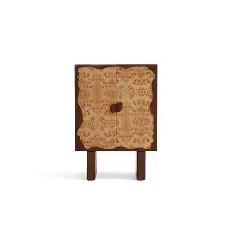 Medieval solid wood dining side cabinet, retro entrance cabinet, foyer decoration, walnut