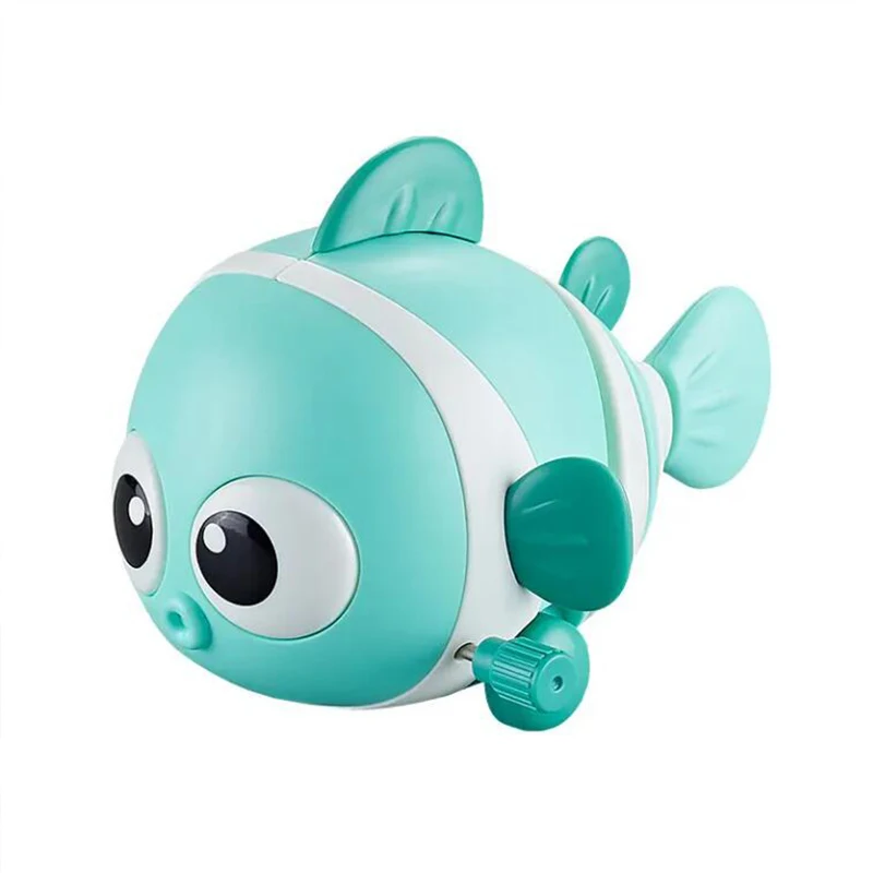 Baby Crawling Toys Cute Swimming Clown Fish Bath Toy for Babies Floating Wind Up Toys for Boy Girl Baby Bathtub Toddler Toys