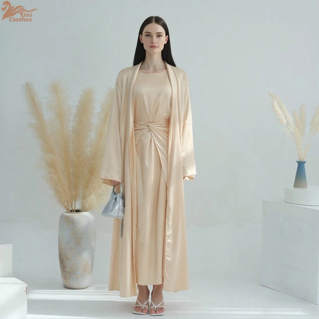 

Middle Eastern 3-Piece Islamic Clothing Set for Women Ramadan Dubai Modest Abaya Muslim Hijab Dress 2025 Plain Turkey Kaftan