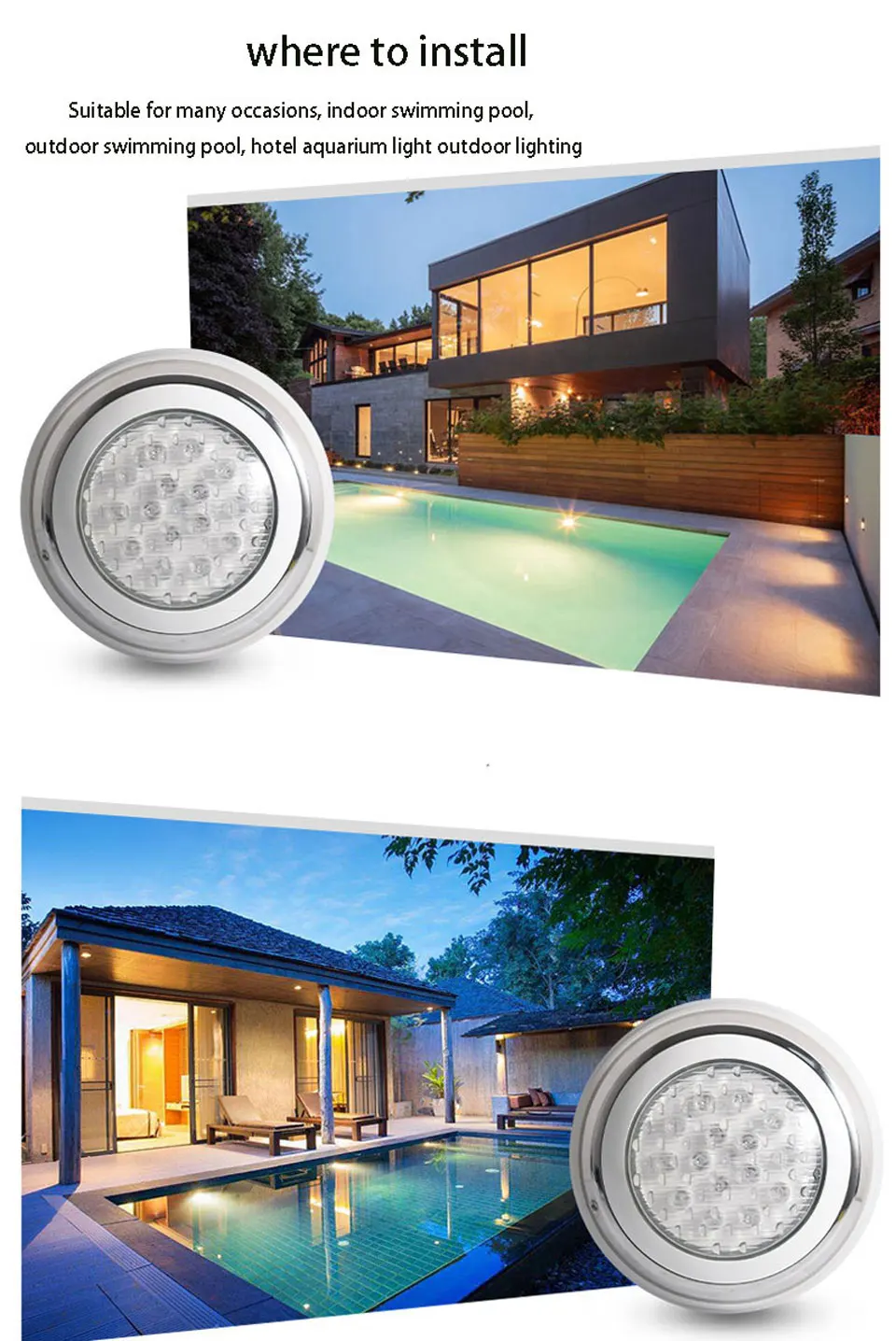 Imagem -05 - Lâmpada para Piscina 12w 15w 18w Ip68 à Prova Dágua ac dc 12v Área Externa Rgb Submersa Lagoa Luz Holofote