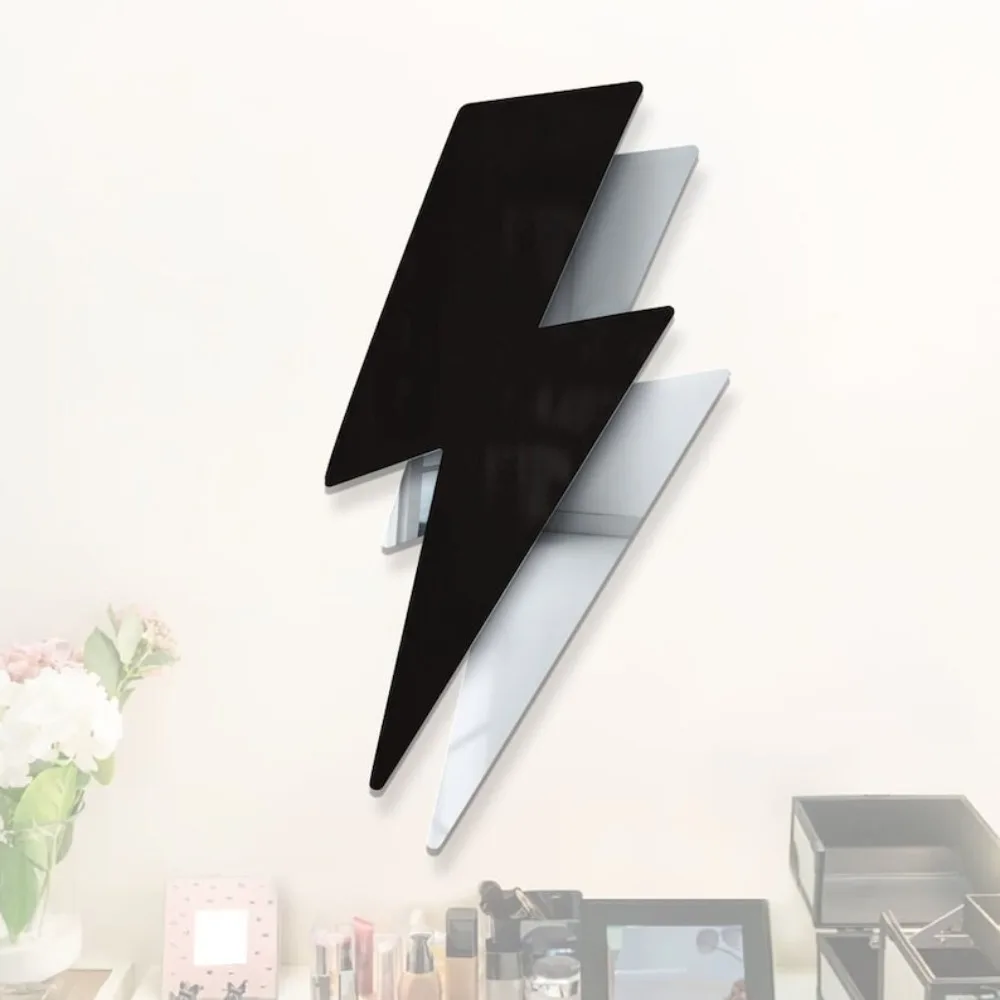 Lightning Bolt Acrylic Kids Wall Art Mirror Thunder Bolt Lightning Wall Decor Mirror Gold Lightning Bolt Decor Mirror