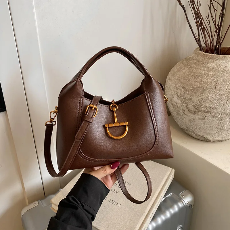 Tas Tote Wanita Musim Gugur Musim Dingin 2025, Tas Selempang Kulit Gaya Vintage, Tas Selempang Kapasitas Besar untuk Kerja dan Perjalanan