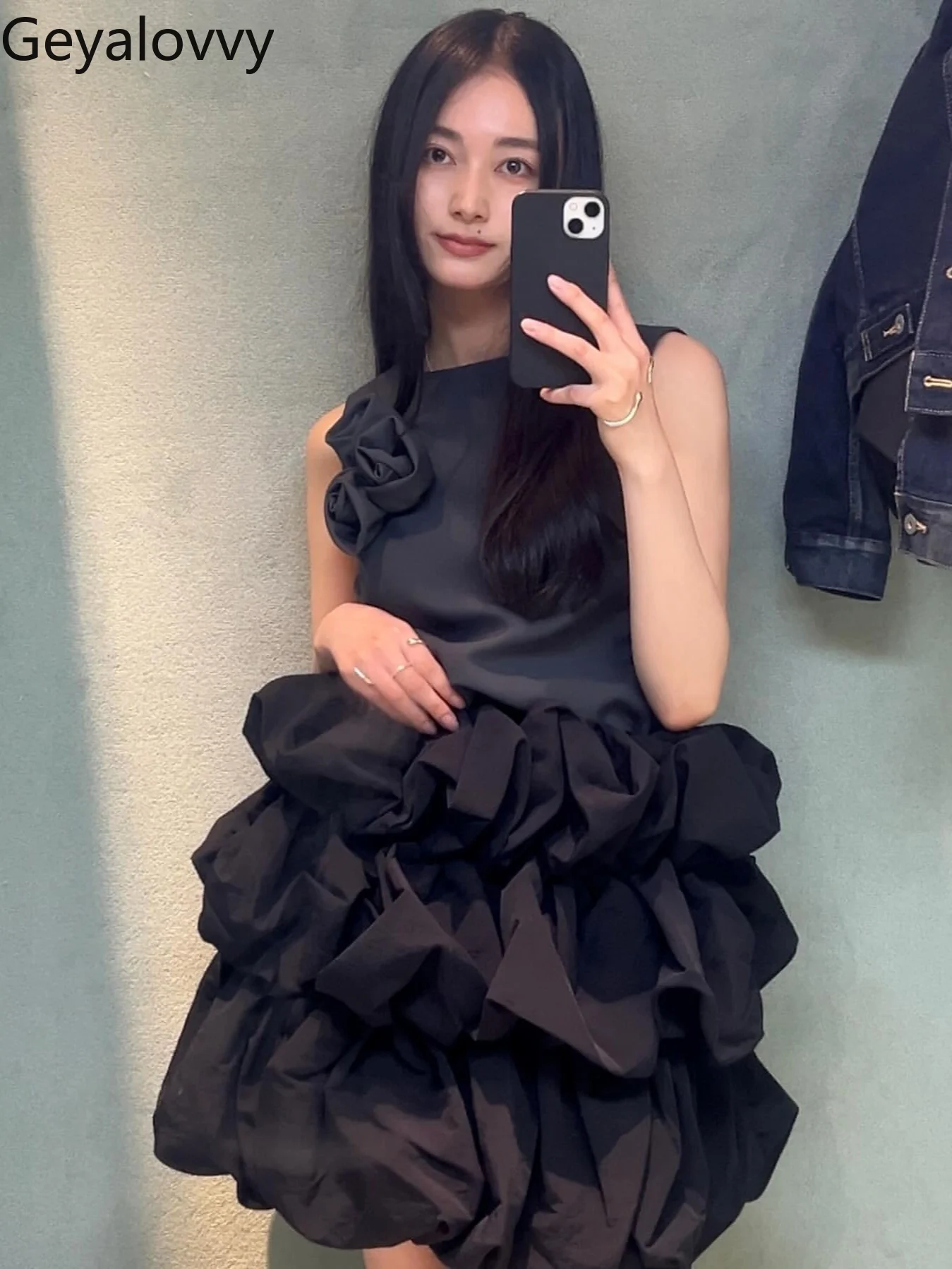 

Pleated Design Cloud Skirt with Inner Shorts Summer New Sweet Cute Girls Versatile High Waist Solid Color Short Skirts