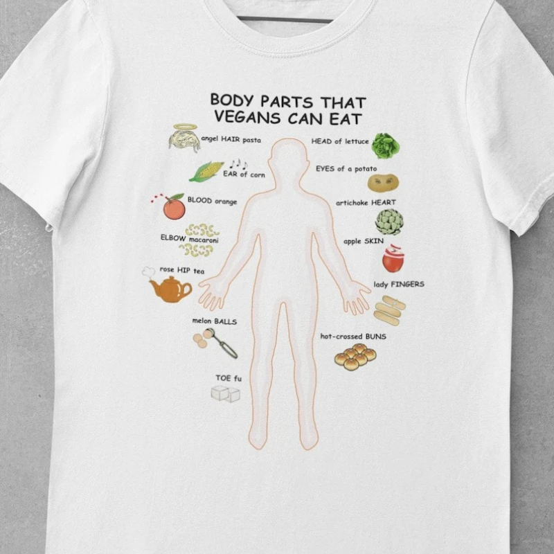 Body Parts That Vegans Can Eat vegan shirt cadeau grappige kleding Unisex Vrije tijd grafische t-shirts Crewneck Normale korte mouw