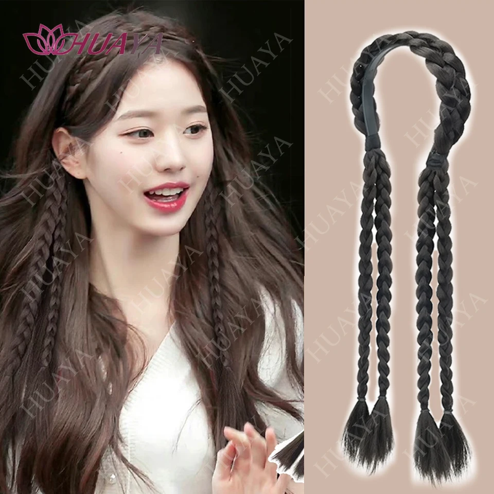 

Женский синтетический парик, плетеные ленты для волос, модные косы, аксессуары для волос, женская богемная натуральная повязка на голову, эластичная для вечеринки