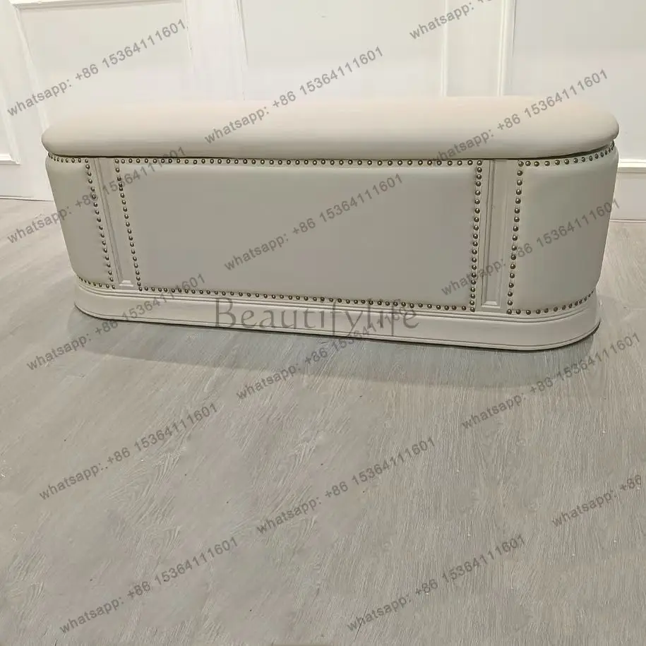 American retro solid wood bedside stool storage function light luxury soft bag bedside stool