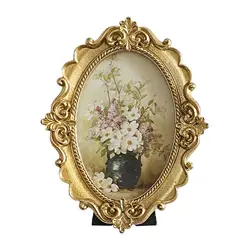 Retro Style Photo Frame Picture Holder Tabletop Hanging Embossed Frame Ornate Desktop Picture Frame for Holiday Bedroom Decor
