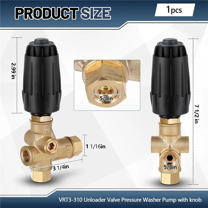 AFOURT-Vrt3-310 Für AR-Pumpen Kompatibles Druckreduzierventil für Hochdruckreiniger - Schwarze Feder, 10,5 Max. GPM (40 L/Min), 3/8" F-Auslass, 4500 – Detail 6
