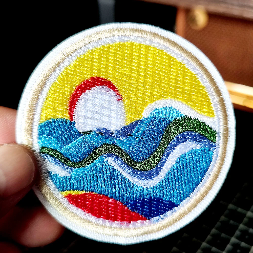 Sea Cloth Patch Badge Embroidered Iron on Patches for Clothes Cover Repair Hole Stickers Decorative Clothing Badges