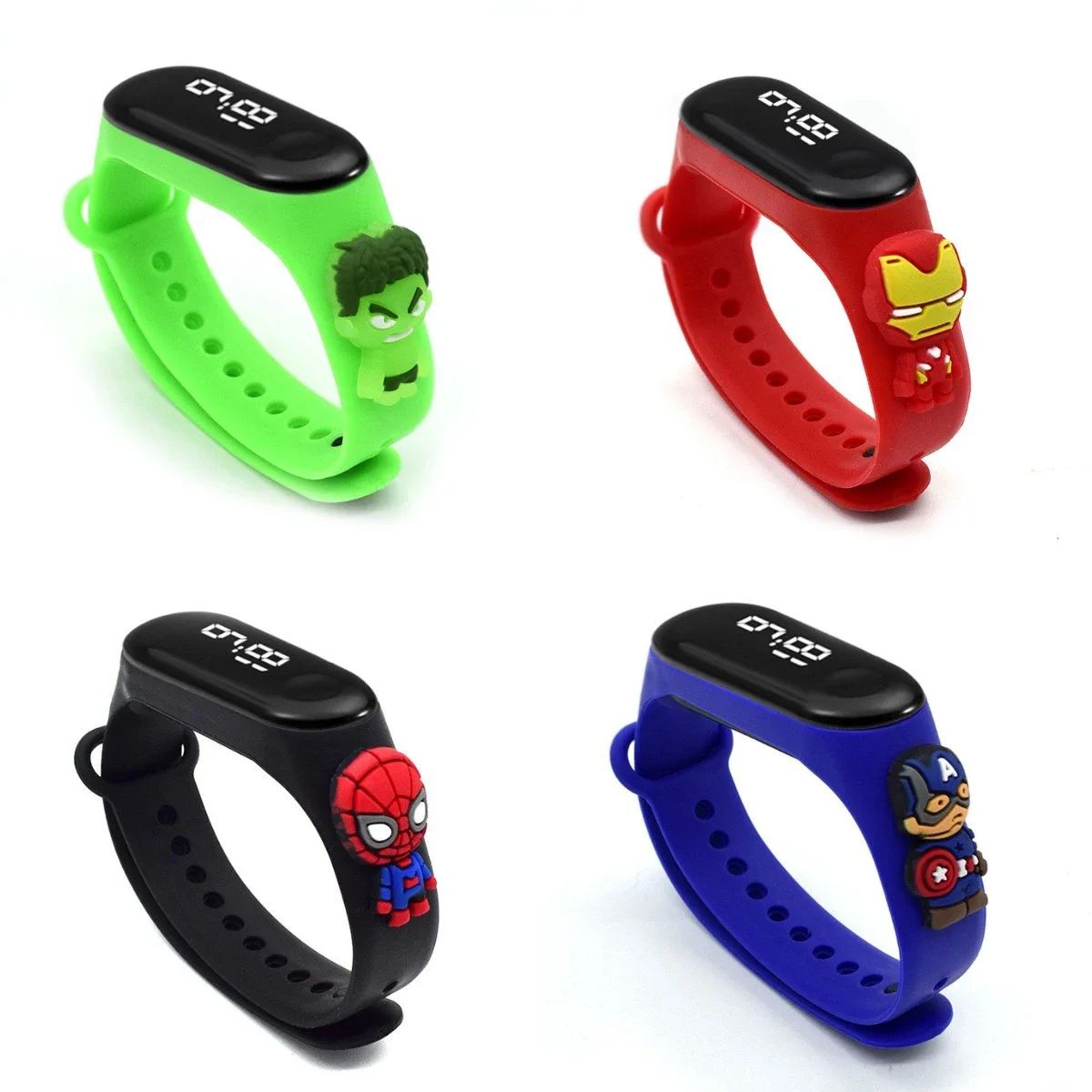 Marvels Spider Man reloj Digital para niños, Ironman, Hulk, figura de Anime, juguetes deportivos para niños, táctil, electrónico, LED, resistente al