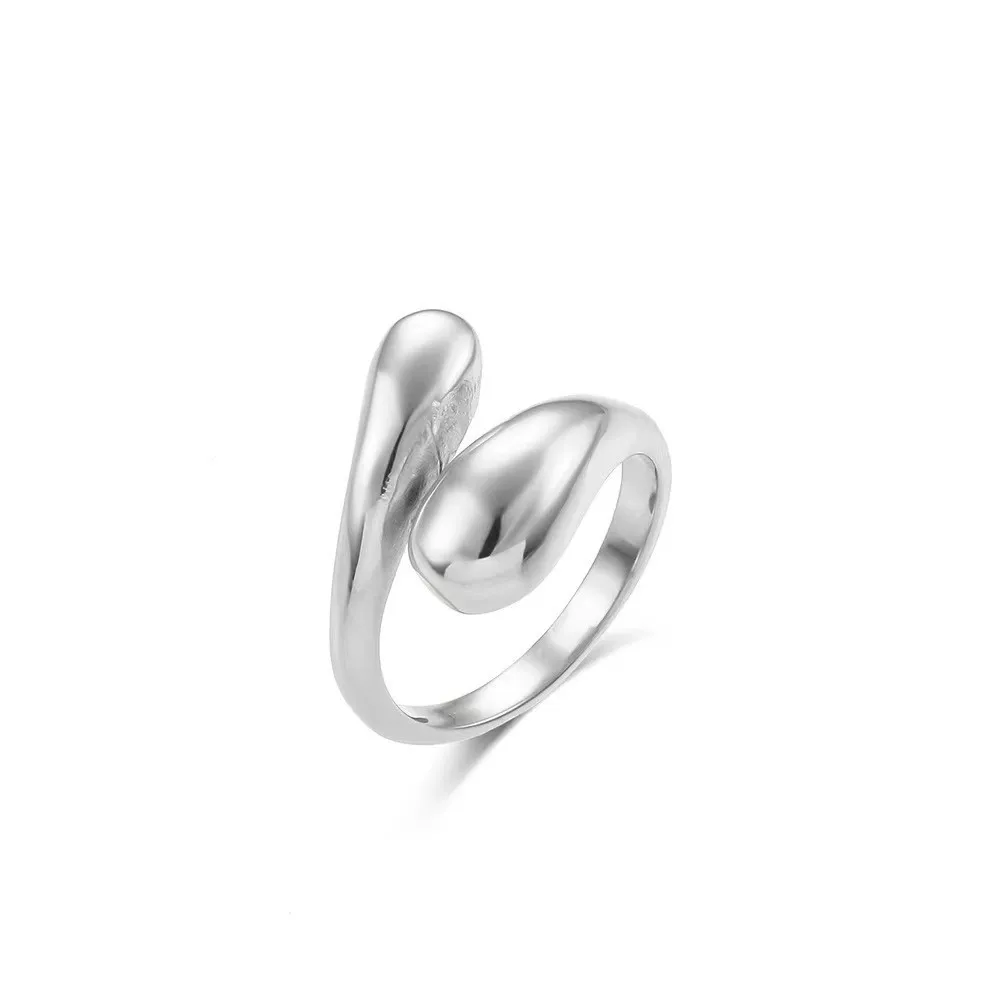 Stainless Steel Minimalist Rings For Women Trend Gold Color Smooth Double Ball Beads Open Rings Aesthetic Jewelry Couple Gifts
