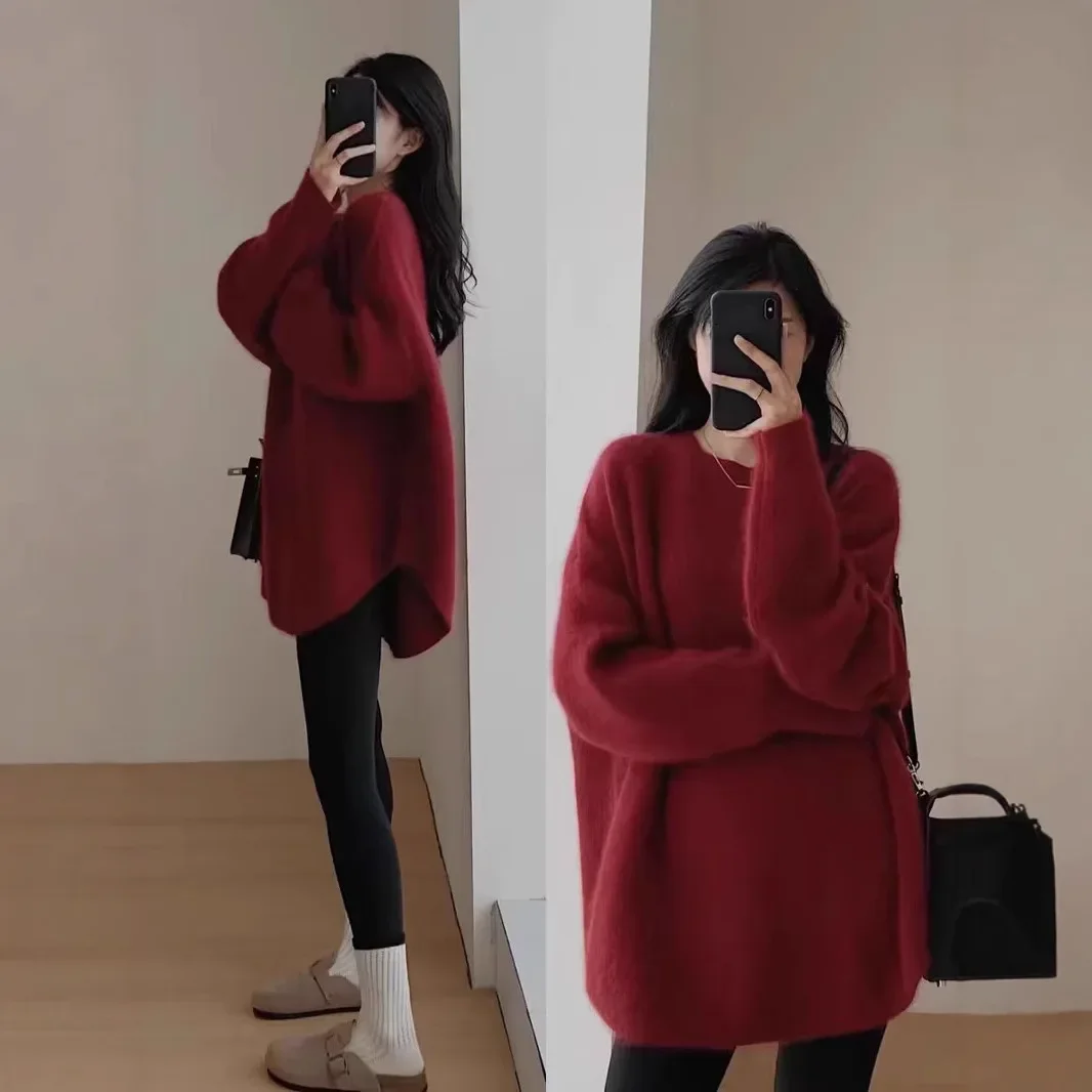 الأبيض محبوك فضفاضة طويلة الأكمام المرأة قاعدة قميص سترة الخريف الشتاء عالية الإحساس مباراة الداخلية كسول نمط ألياف البوليستر