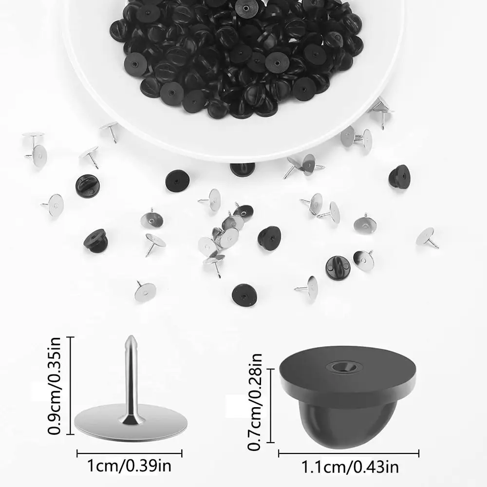 80 مجموعات دبوس معدني فراشة مخلب قفل آلية نصف مقبض دائري المطاط دبوس ظهورهم سهلة الاستخدام آمنة المشبك بروش دعم