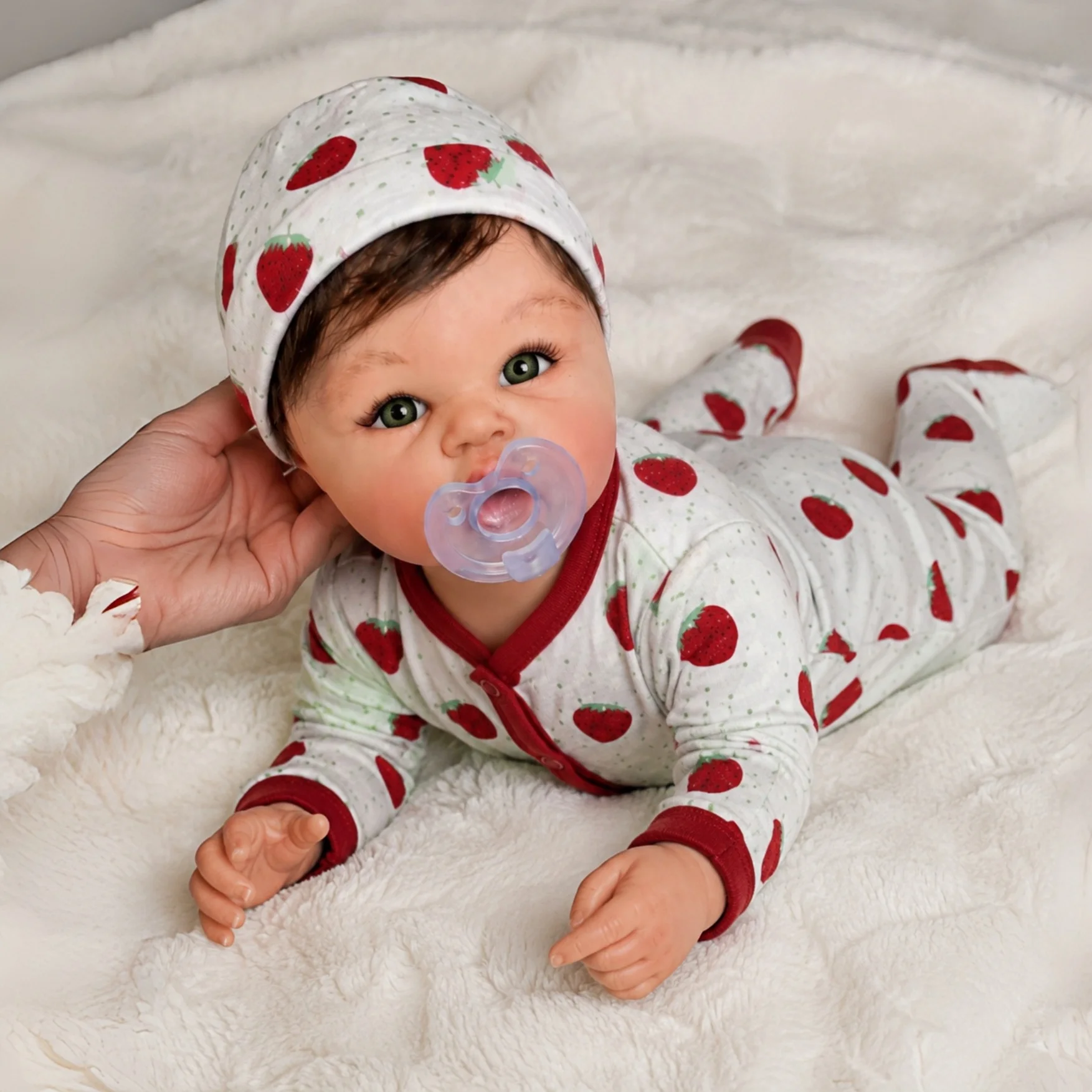 Rooted Hair 18inch Silicone Reborn Girl Doll Open Mouth Already Painted Handmade/Lifelike/Real To Touch Doll For Kids' Gift view 5