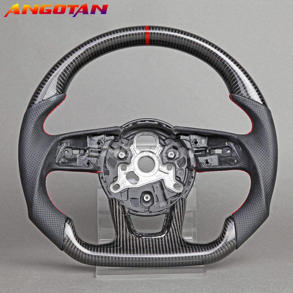 For Audi A3 A4 A5 RS3 RS4 RS5 S3 S4 S5 2017-2021 LED Forged Carbon Fiber Steering Wheel Perforated Leather Racing Wheel