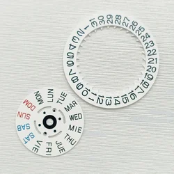 White NH35 NH36 English Date Wheel Dial Fits NH35 NH36 Automatic Movement Crown at 3.0 or 3.8 Oclock Watch Date Week Wheel