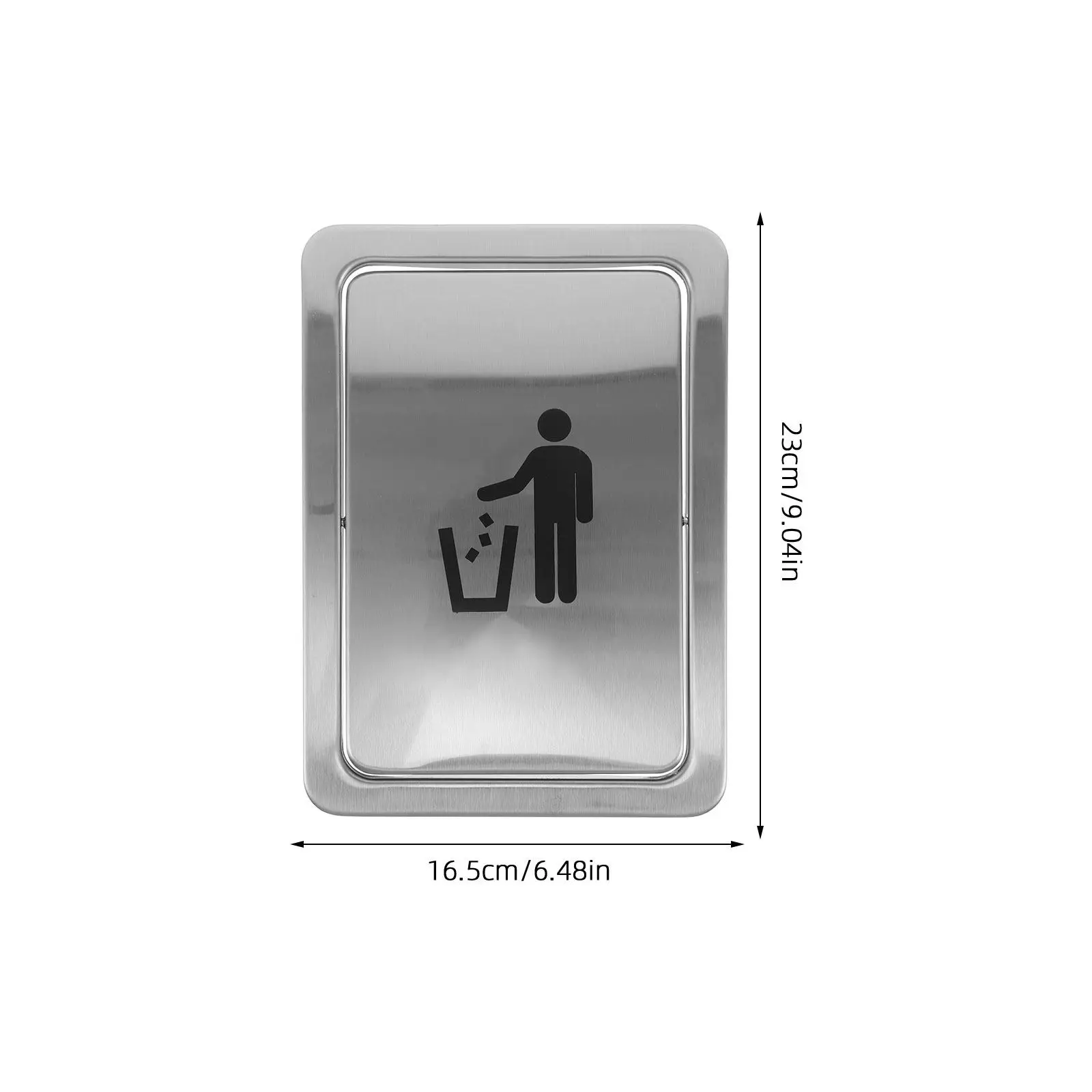 Built-in Countertop Trash Bin Lid Silver Stainless Steel Recessed Garbage Cover Kitchen Trash Can Rectangular Flap Waste Chute