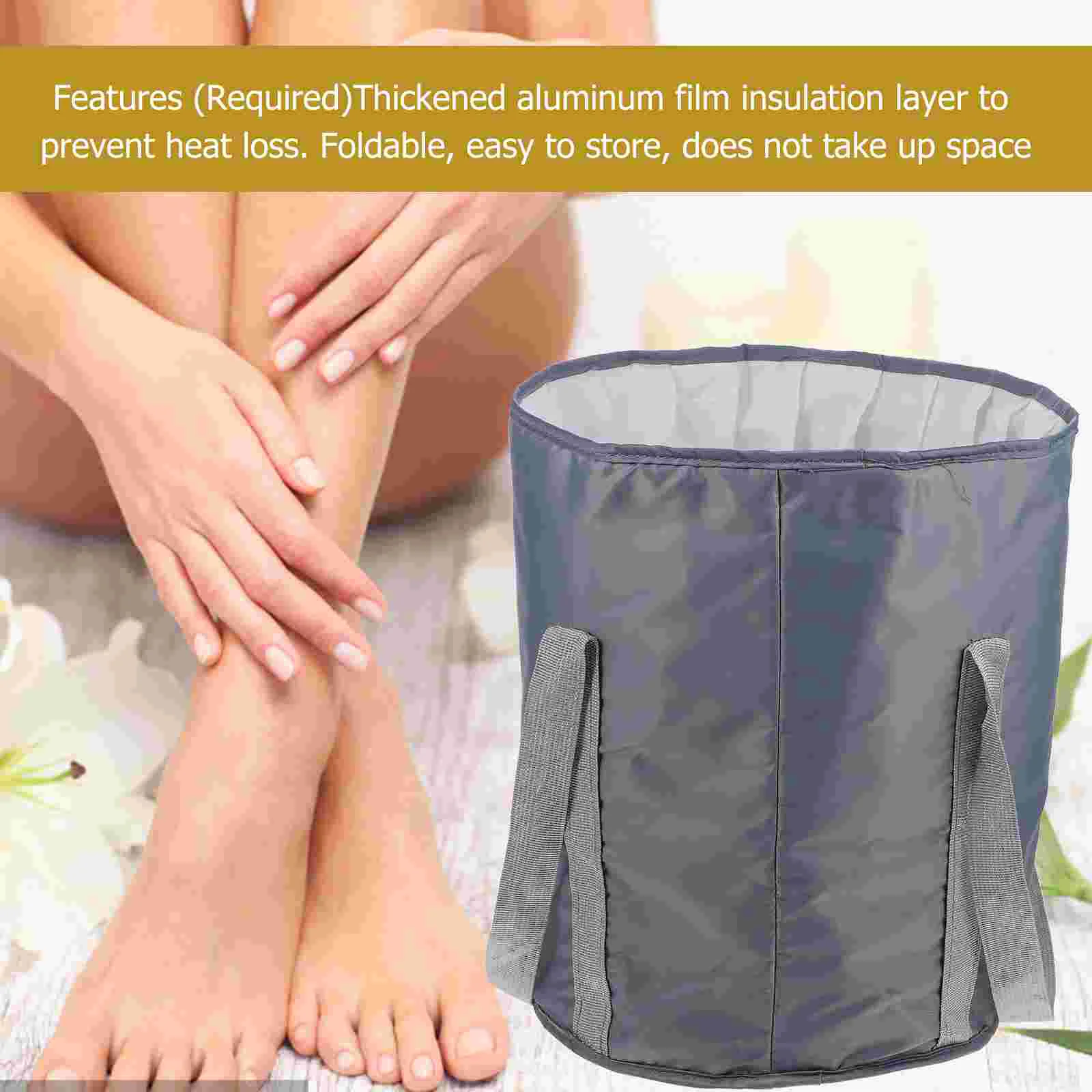 Foot Soaking Bucket Aluminum Film Insulation Cotton Polyester Twill Thick PEVA Waterproof Layer Home Travel Massage