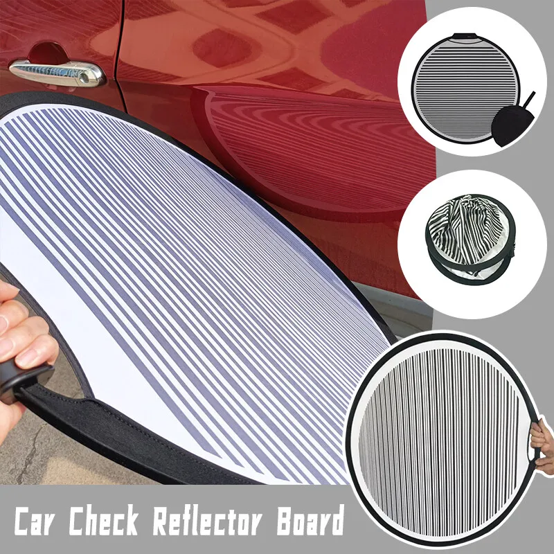 80cm Circular Striped Reflector Board Foldable Lined Light Dent Pan Check Tool Vehicle Scratch Hail Damages Car Repair Tool