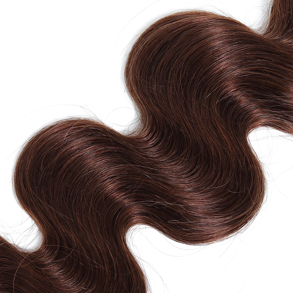 Pacotes de cabelo brasileiro corpo onda para mulheres, 100% extensões de cabelo humano, cabelo remy tecelagem, cabelo castanho, #4, 1 PC, 2PCs