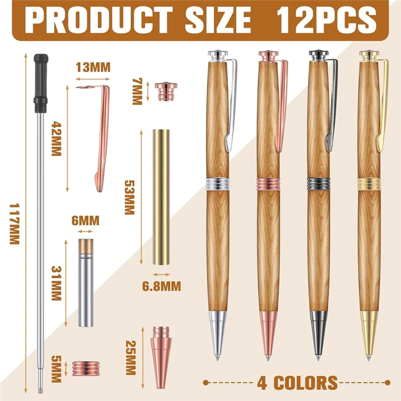 ABBP-Slimline Twist Pen Kit พร้อมเครื่องกลึงทดแทนอุปกรณ์สําหรับงานฝีมือ DIY การกลึงไม้