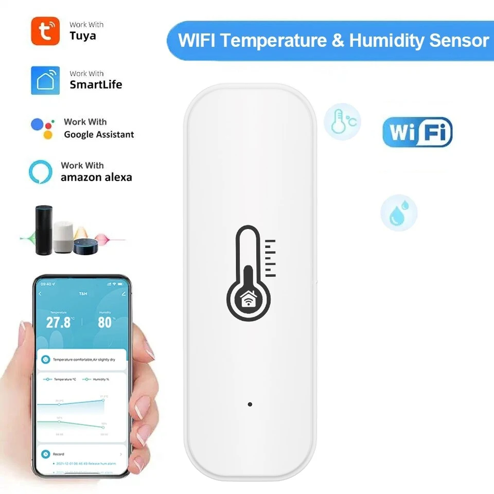 Tuya Smart WIFI مستشعر درجة الحرارة والرطوبة مقياس حرارة داخلي للرطوبة التحكم الذكي في الحياة يدعم Alexa Google Assistant