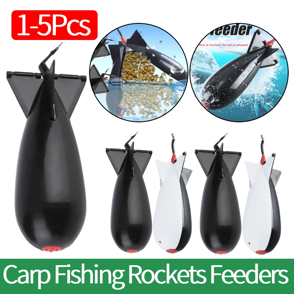 

1-5Pcs 14.5cm/19cm Carp Fishing Rockets Feeders Spod Float Lure Bait Holder Pellet Rockets Feeders Outdoor Fishing Accessories