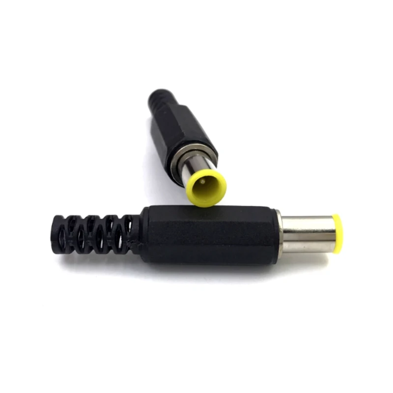 2/5/10Pcs 6.5mm x 4.4mm DC Power Plug with 1.3mm Pin Connector Adapter Yellow Head 6.5*4.4 Male Welding Audio DIY Parts