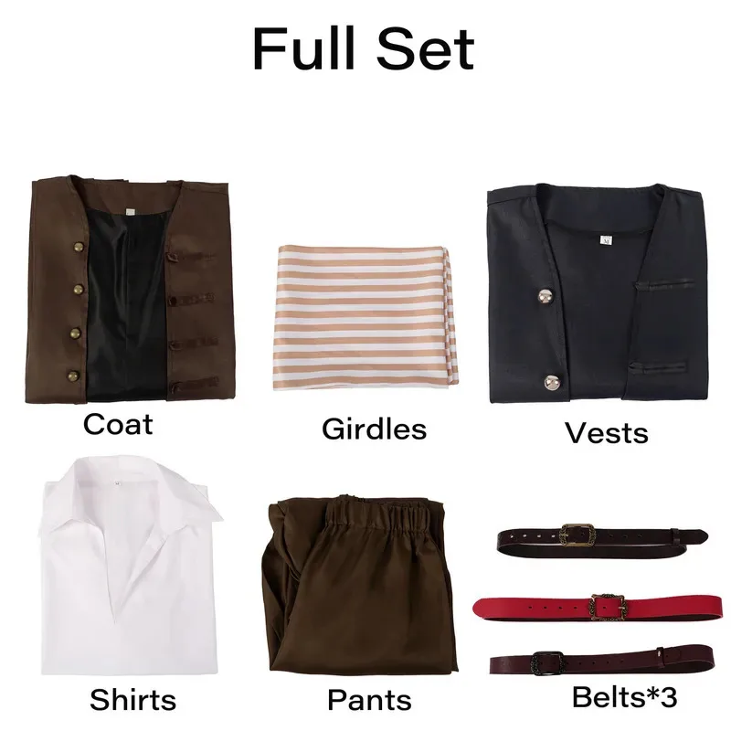 25COSMovie 해적 코스프레 의상 가발 신발 세트 할로윈 남성 코스프레 의상