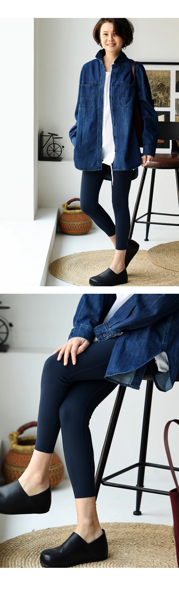 K17009 Comfortable Elastic Slim-Fit Leggings with Hidden Pockets and Wide Waistband for Tummy Control, Suitable for Women to Wear in All Seasons