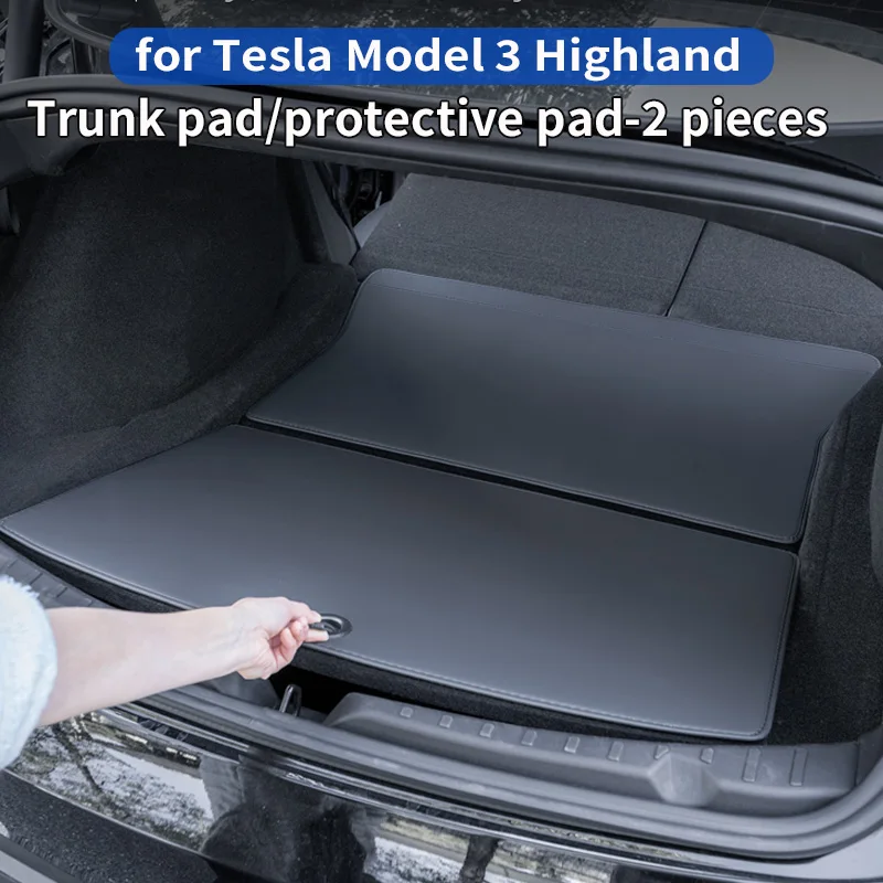

For Tesla Model 3 Highland trunk pad, Model 3 rear trunk suede protection pad, kick pad, dirt pad, 2-piece set
