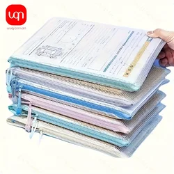 Bolsa de malla con cremallera para documentos, bolsa impermeable con cremallera para carpetas de archivos A4, suministros de oficina y escuela, estuche para lápices, bolsas de almacenamiento, 6 piezas