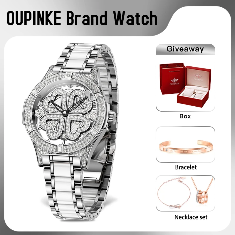 OUPINKE 3279 Women Watch Luxury Brand Automatic Mechanical Watch Swiss Movement Waterproof Ladies Watch Good Luck Reloj Gift Box 