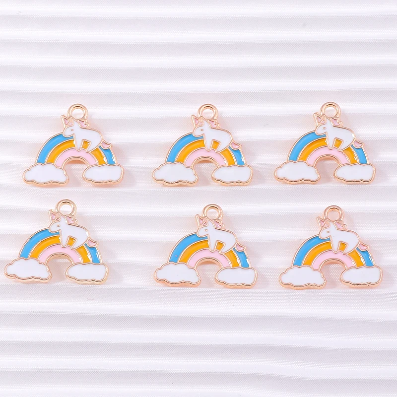 10 teile/los Cartoon Emaille Regenbogen Wolken Charms für Schmuck Machen Frauen Mode Tropfen Ohrringe Anhänger Halsketten DIY Handwerk Geschenk – Detail 15