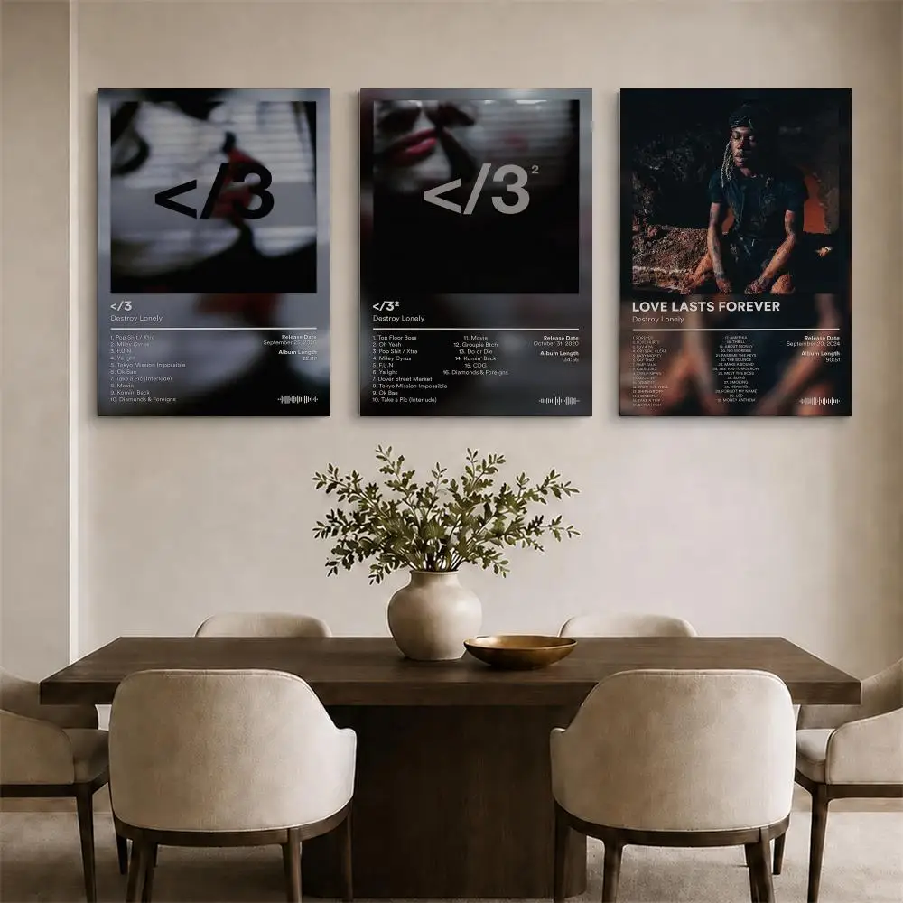D-Destroy Lonely Album Framed Wall Painting Ready to Hang Canvas Art Poster for Living Room Bedroom Home Decor Decals