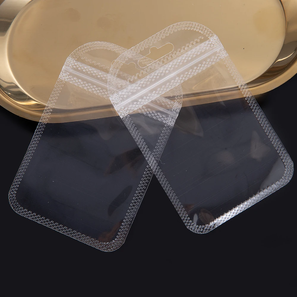 50pcs Transparent Zipper Bags with Hang Hole Thicken Self Sealing OPP Bags