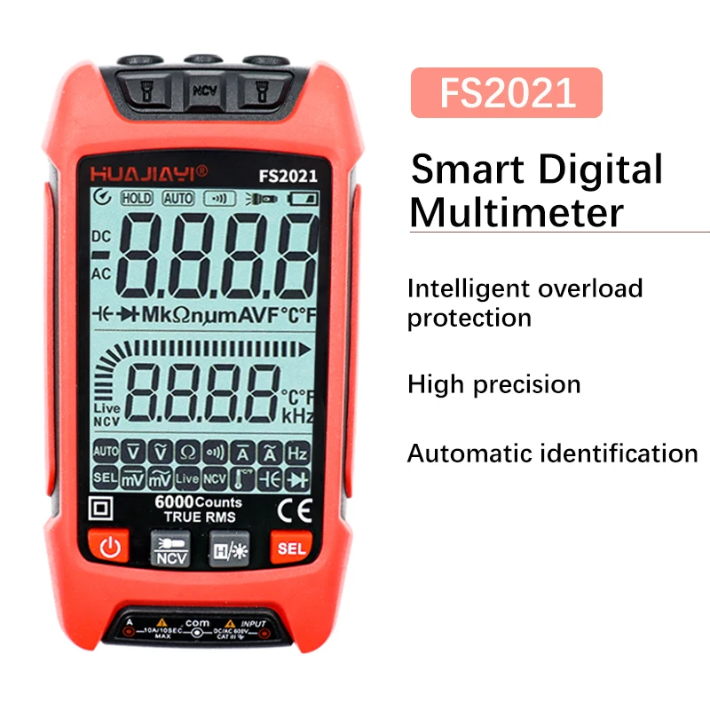 Multimeter Digital Pintar 6000 Counts True RMS Auto Range Multimeter Digital Pengukur Tegangan Arus AC DC Resistansi Multimeter Tester