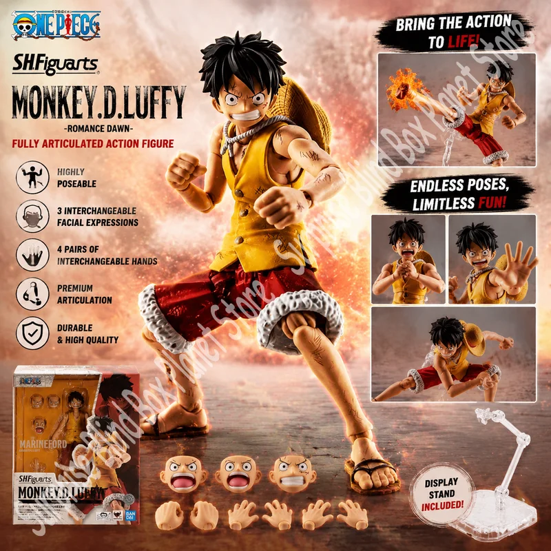 Genuine Bandai Shf One Piece Luffy Zoro Summit War Onigashima Future Island Movable Figure In Stock Anime Player Collector Gift