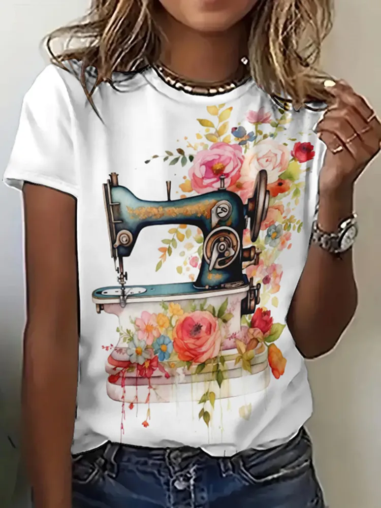 

3d Vintage Print Women T Shirt O-Neck Short Sleeve Shirts Fashion Summer New Casual T-Shirt For Women Y2k Female Clothing