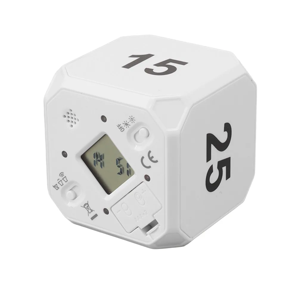 Kitchen Tool ABS Flipping Timer Gyroscope Sensing Mute Mode Cube Timer Portable Adjustable Induction Clock Cooking/Baking/ Study