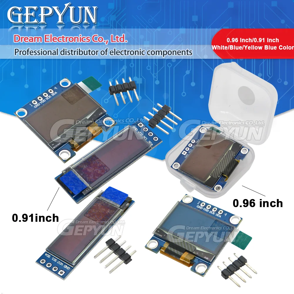 4Pin White/Blue/Yellow Blue Color 0.91/0.96 Inch 128X64 Yellow Blue OLED Display Screen Module 0.96