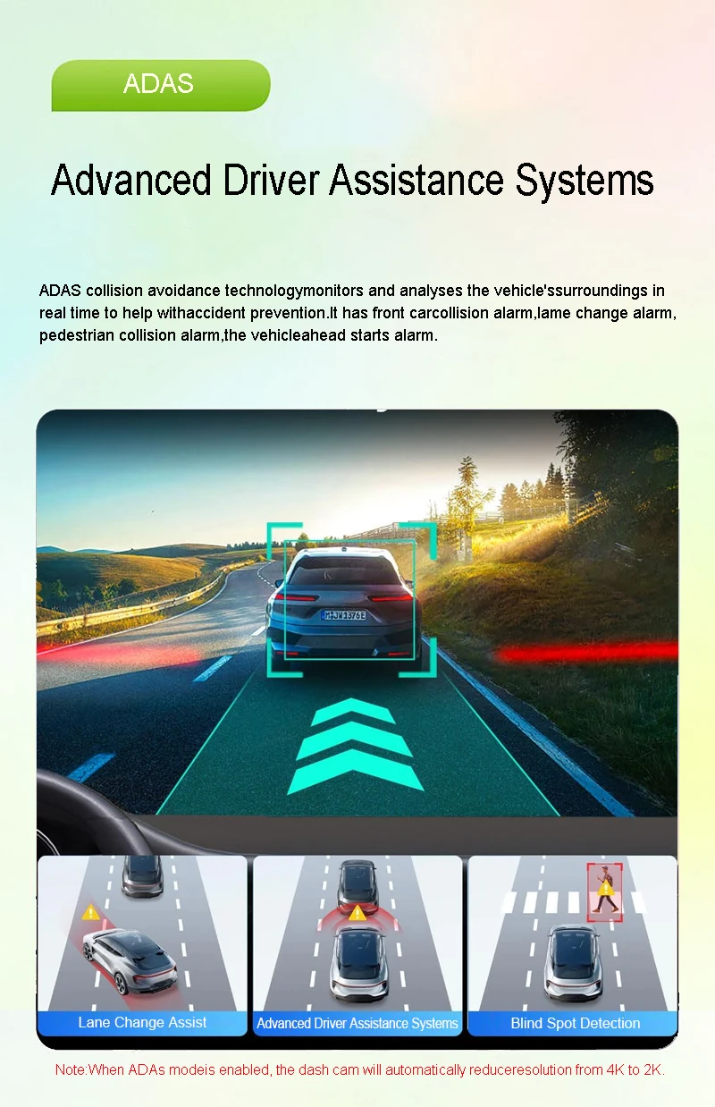 4G 4K Stream Dashcam 2CH ADAS Sentry GPS RemoteSnap Totwinkel-Überwachung 24H Parküberwachung Zeitraffer Nachtsicht App Bewegungssensor G-Sensor Loop-Aufnahme – Detail 8