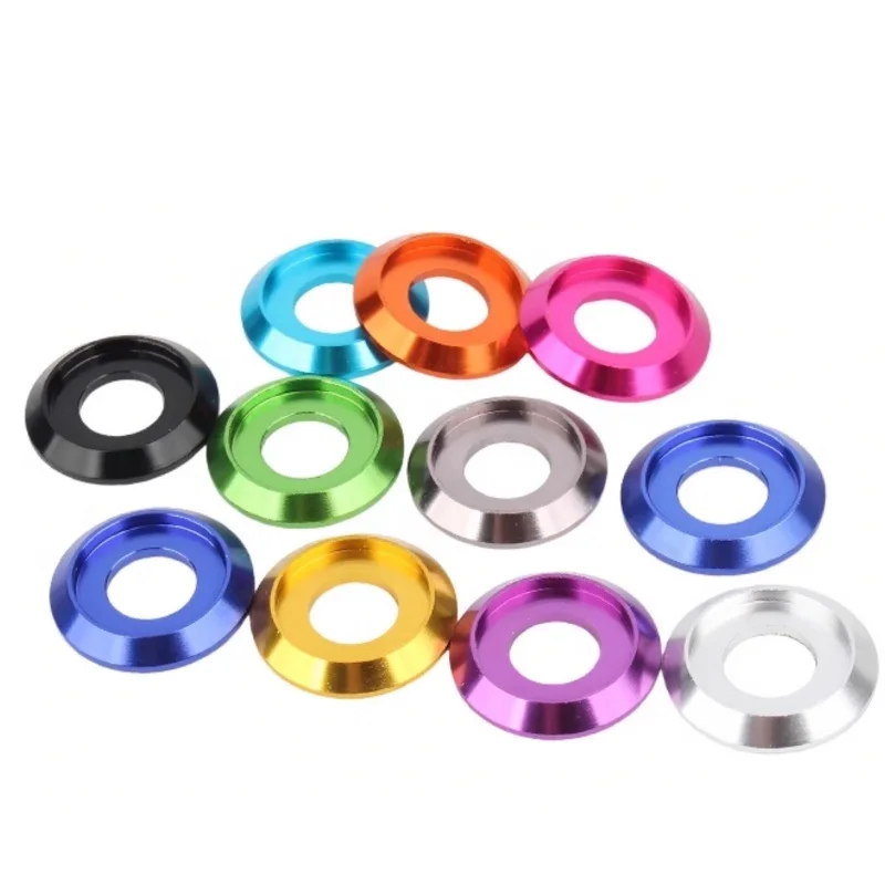 M2 M2.5 M3 M4 M5 M6M8 سبائك الألومنيوم كأس رئيس غسالة ل زر رئيس المسمار الأزرق/الوردي/البرتقالي/الأرجواني/الأخضر/الأحمر/الذهبي/الفضة/الأسود