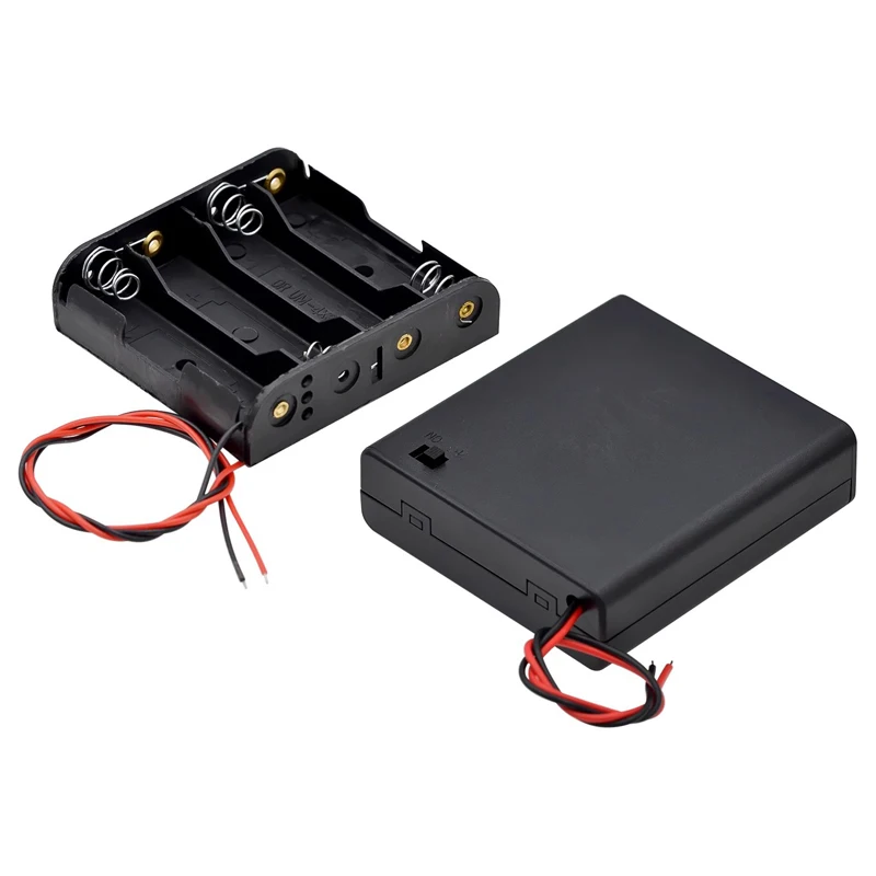 2~200Pcs Battery Box Without Cover/With Cover And Switch 4 Sections 5# Battery Box 4 Positions 5# Battery Holder